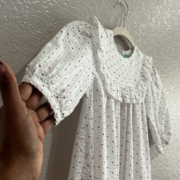 Mini P Girls Youth White Red Hearts Ruffle Collar Short Sleeved Sz 7Y Classic - Picture 6 of 10